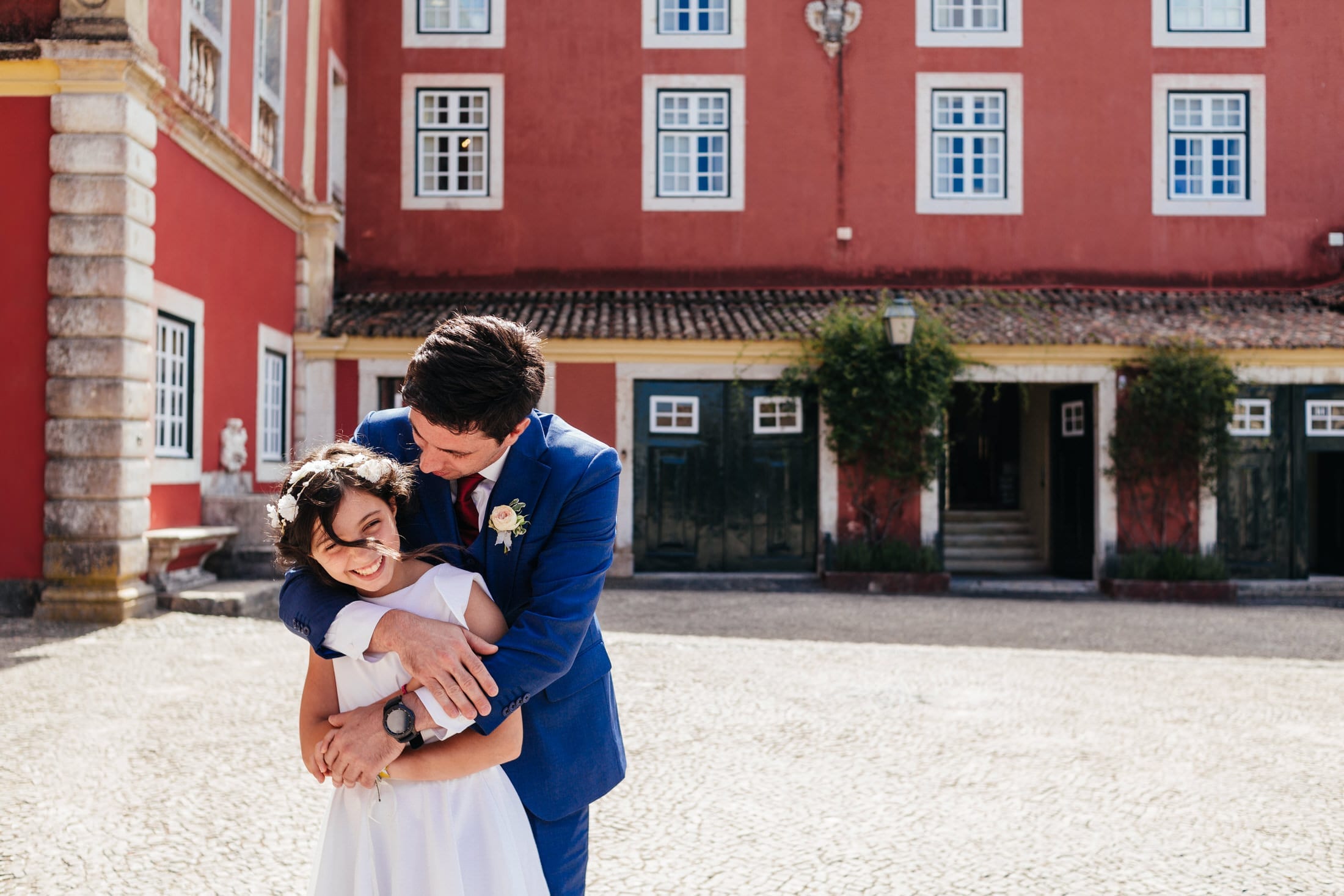 the groom prepares to enter the ceremony on his fronteira palace wedding, in Lisbon, Portugal