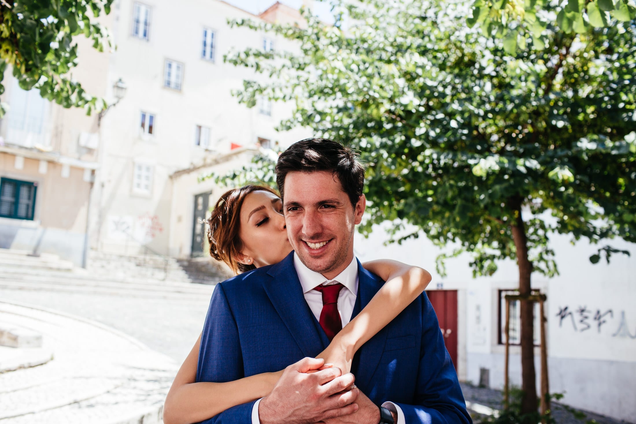 a first look photo from a lisbon wedding