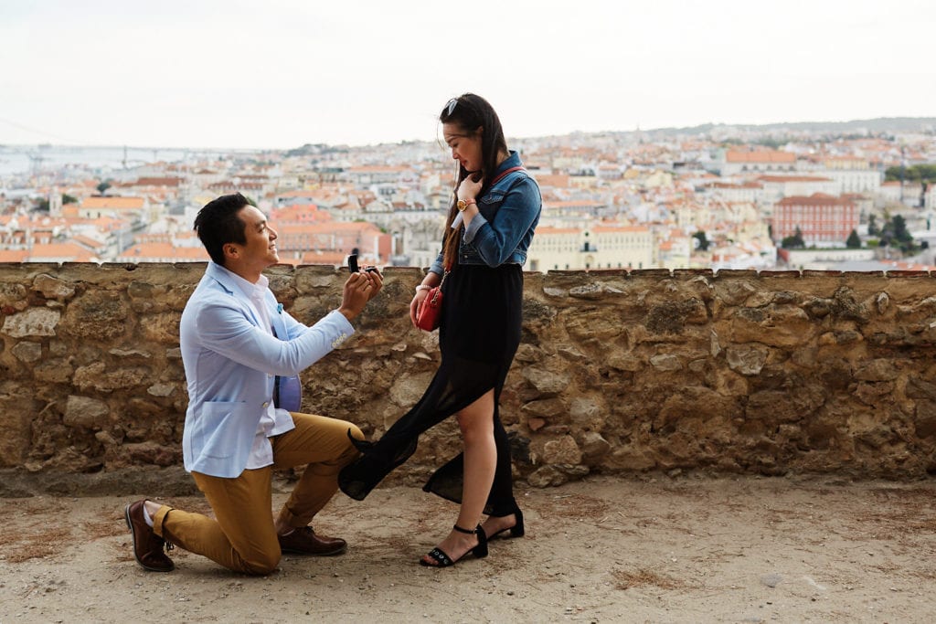 A photo from a marriage proposal in Lisbon
